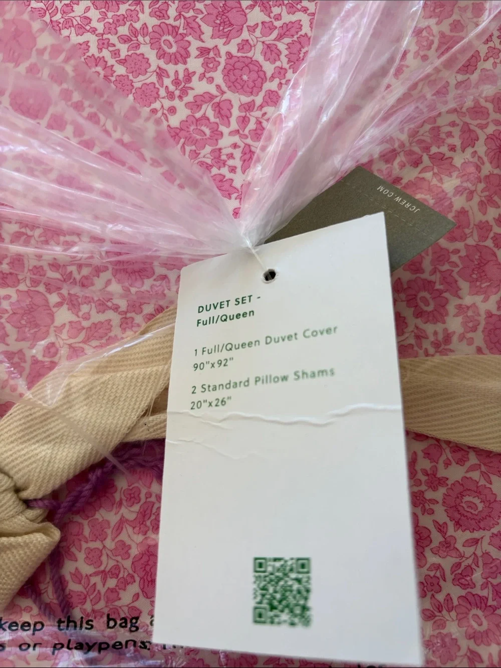Full/Queen Pink Floral Duvet Cover - J Crew